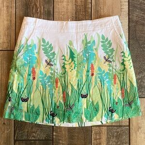 Lady Hagen Nature-Inspired A-Line Skirt - White and Green botanical
